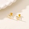 Butterfly Stainless Steel Enamel Stud Earrings, Golden, White, 7x8mm