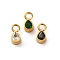 304 Stainless Steel Charms, with Rhinestone, Ion Plating(IP), Real 14K Gold Plated, Teardrop, Mixed Color, 9x4.5x4mm, Hole: 2mm