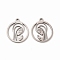 Non-Tarnish 201 Stainless Steel Pendants, Flat Round with Virgin Mary Charms, Stainless Steel Color, 17x14.5x1mm, Hole: 1mm