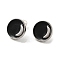 Real 18K Gold Plated Brass Stud Earring Findings, with Loop, Enamel and Ear Nuts, Flat Round with Moon, Black, 14mm, Hole: 1mm, Pin: 0.7mm