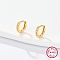 925 Sterling Silver Micro Pave Cubic Zirconia Hoop Earrings for Women, Real 18K Gold Plated, 6x2mm