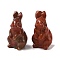 Natural Red Jasper Sculpture Display Decorations, for Home Office Desk, Rabbit, 38~39.5x24~25.5x21~22mm