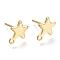 304 Stainless Steel Stud Earring Findings, Star, Real 24k Gold Plated, 10x8x0.8mm, Hole: 1.4mm, Pin: 0.8mm