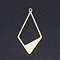 201 Stainless Steel Pendants, Rhombus, Golden, 36x18x1mm, Hole: 1.4mm
