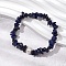 Natural Lapis Lazuli Chips Stretch Bracelets for Women, with Cultured Freshwater Pearl Beads, Inner Diameter: 2-1/8 inch(5.5cm)