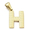 Ion Plating(IP) 316L Surgical Stainless Steel Pendants, Nickel Free, Real 18K Gold Plated, Letter Charm, Textured, Letter H, 16.5x11.5x1.6mm, Hole: 3.5mm