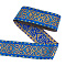 7M Ethnic Style Polyester Jacquard Flower Ribbon, for Garment Accessories, Royal Blue, 2 inch(51mm), about 7.66 Yards(7m)/Bundle