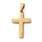 201 Stainless Steel Pendants, Cross Charms, PvD Vacuum Plating, Golden, 31x20x2mm, Hole: 8x4mm