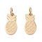 Ion Plating(IP) 316 Surgical Stainless Steel Charms, with Jump Ring, Pineapple, Real 24K Gold Plated, 7.5x4x1mm, Jump Ring: 3x0.5mm, Inner Diameter: 1.5mm