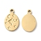 Ion Plating(IP) 316L Surgical Stainless Steel Charms, Nickel Free, Oval with Star & Moon Charm, Real 18K Gold Plated, 12.4x8x1.4mm, Hole: 1.2mm