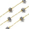 Brass Link Chains, with Natural Blue Spot Jasper Beads, Ion Plating(IP), Soldered, Real 18K Gold Plated, with Spool, 10.5x4.5mm, 10m/roll