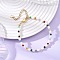 Natural Agate & Cultured Freshwater Pearl & Brass Beaded Bracelets for Women, with 201/304 Stainless Steel, 7-1/8 inch(18cm)
