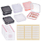9Pcs Square Plastic Empty DIY Hand-wearing Armor Storage Case, with 9Pcs Paper Nail Art Display Cards and 1 Sheet Oval Side Adhesive Glue Sticky Tape, Mixed Color, 7.7x7.5x1.7cm