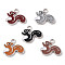 Alloy Enamel Pendants, Squirrel Charm, Platinum, Mixed Color, 16x18x1.5mm, Hole: 1.8mm