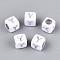 Acrylic Beads, Horizontal Hole, Metallic Plated, Cube, White, Letter Y, 6x6x6mm, Hole: 3.5mm, 2600pcs/500g