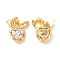 Brass with Cubic Zirconia Pendants, Hearts with Bowknot, Real 18K Gold Plated, 17x16x5mm, Hole: 4x2.5mm