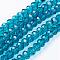 Handmade Glass Beads, Faceted Rondelle, Dark Cyan, 10x7mm, Hole: 1mm, about 60~61pcs/strand, 46~48cm