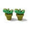Leaf Pot Food Grade Eco-Friendly Silicone Beads, Olive, 30x26x20mm, Hole: 2mm