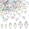 300Pcs 3 Styles Acrylic Sew on Rhinestone, 2-Hole Links, Costume Accessories, Rhombus, Clear AB, 15~24x8.5~14x3.5~4.5mm, Hole: 1~1.2mm, 100pcs/style
