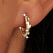 Elegant S925 Sterling Silver Hoop Earrings, with Clear Cubic Zirconia, Golden, 12x13mm