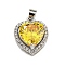 Rack Plating Brass Micro Pave Cubic Zirconia Pendants, Heart, Gold, 16.5x13.5x7mm, Hole: 4x3.5mm