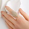 Brass Rhinestone Finger Rings for Women, Rhombus, Golden, Inner Diameter: 18mm