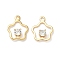 Brass Micro Pave Cubic Zirconia Flower Charms, Nickel Free, Real 18K Gold Plated, 11.5x9.5x2.5mm, Hole: 1.2mm
