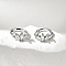 Brass Clear Cubic Zirconia Hoop Earrings, Leaf, Platinum, 13.5x13.5x5.5mm