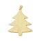 Brass Pendants, Christmas Tree, Rack Plating, Cadmium Free & Lead Free, Long-Lasting Plated, Real 18K Gold Plated, 42.5x35.5x1.5mm, Hole: 4.5x3.5mm