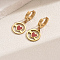 201 Stainless Steel Flat Round with Hollow Heart Hoop Earrings Daily Holiday Accessories, Golden, Red, 35x15mm