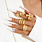4Pcs Alloy Finger Rings Sets, Golden, Inner Diameter: 17~18.5mm