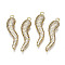Brass Micro Pave Clear Cubic Zirconia Pendants, Nickel Free, Hot Horn of Plenty/Italian Horn Cornicello Charms, Real 18K Gold Plated, 31.5x8.5x7.5mm, Hole: 1.6mm