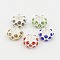 Alloy Rhinestone European Beads, Large Hole Beads, Rondelle, Silver Color Plated, Mixed Color, 11x6mm, Hole: 5mm