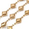 304 Stainless SIon Plating(IP) 304 Stainless Steel Rhombus Link Chains, with Spool, Soldered, Real 18K Gold Plated, Link: 18x10x4.5mm and 4x2.5x0.38mm