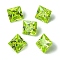 Cubic Zirconia Cabochons, Point Back, Square, Green Yellow, 8x8x4mm