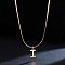 316 Surgical Stainless Steel Initial Pendant Flat Snake Chain Necklaces for Women, Golden, Letter I, 15.75 inch(40cm)