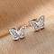 Tarnish Resistant 304 Stainless Steel Stud Earrings with 316 Surgical Stainless Steel Pins, Hollow Butterfly, Stainless Steel Color, 9x13mm