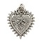 Tibetan Style Alloy Pendants Enamel Settings, Heart Shape Charms, Antique Silver, 38x29x2mm, Hole: 2mm, Fit for 2mm Rhinestone