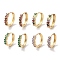 Brass Pave Cubic Zirconia Hoop Earrings for Women, Real 18K Gold Plated, Mixed Color, 17x3.5mm
