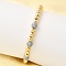 Round Brass Beads Bracelets for Women, with Cubic Zirconia & 925 Sterling Silver Clasp, Long-Lasting Plated, Rack Plating  Lead Free & Cadmium Free, Real 18K Gold Plated, 6-5/8 inch(16.9cm)