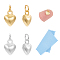 4Pcs 2 Colors 925 Sterling Silver Puffed Heart Charms with Jump Rings, with 1Pc Suede Fabric Square Silver Polishing Cloth, Golden & Silver, 8x6x3mm, Hole: 2mm, 2pcs/color