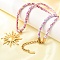 304 Stainless Steel Sun Pendant Braided Polyester Cord Necklaces for Women, Colorful, Real 18K Gold Plated, 16.85 inch(42.8cm)