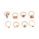 8 шт. набор колец в виде леденца/Санты/рождественской елки/оленя из сплава с эмалью и стразами FS-WG280A2-02-5