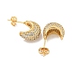 Серьги-гвоздики из латуни с каплевидным паве и прозрачным фианитом EJEW-M258-67G-2