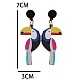 Акриловые серьги-гвоздики с изображением попугая&nbsp;FS-WG0B0F7-01-4