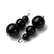 Подвески из натурального обсидиана с круглыми бусинами PALLOY-JF02867-07-2