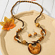 Комплекты из деревянных бусин с подвесками и серьгами WGE2FFC-03-1