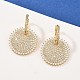 Латунные серьги-кольца из прозрачного кубического циркония EJEW-L275-17G-3