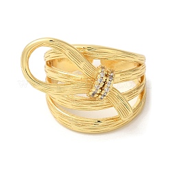 Открытые манжеты с бантом из латуни с микропаве и кубическим цирконием&nbsp;RJEW-U008-35G
