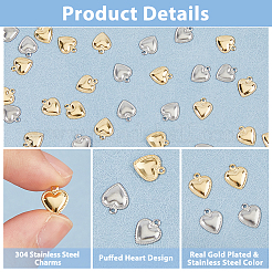 100 шт. 2 цвета 304 нержавеющая сталь подвески в виде пухлого сердца&nbsp;STAS-HS0001-45